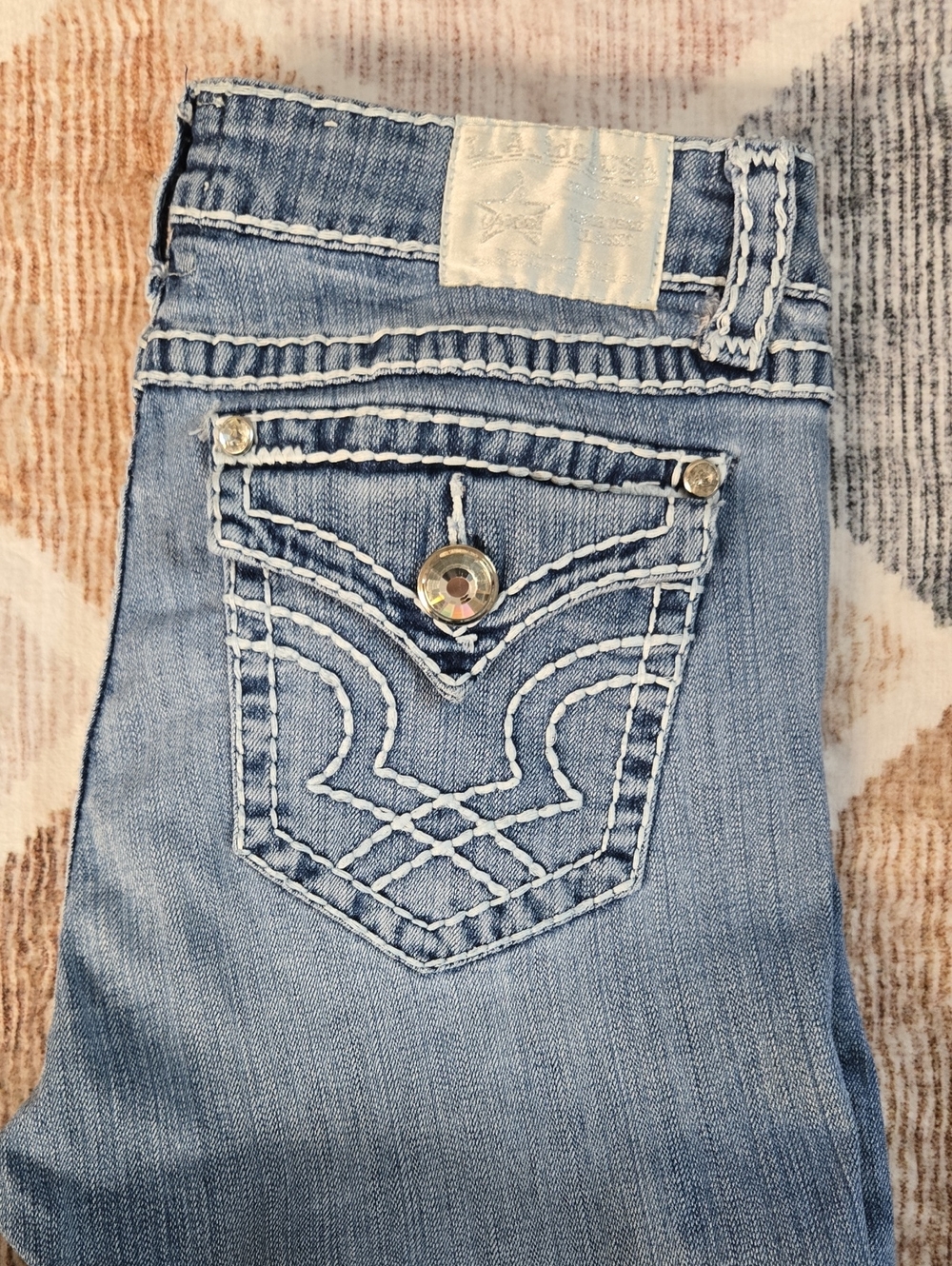 L.A. idol Light Blue Women's Boot Cut Jeans with Embroidered Back Pocket